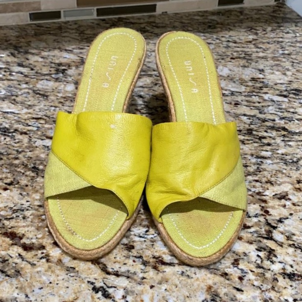 Unisa yellow summer wedges